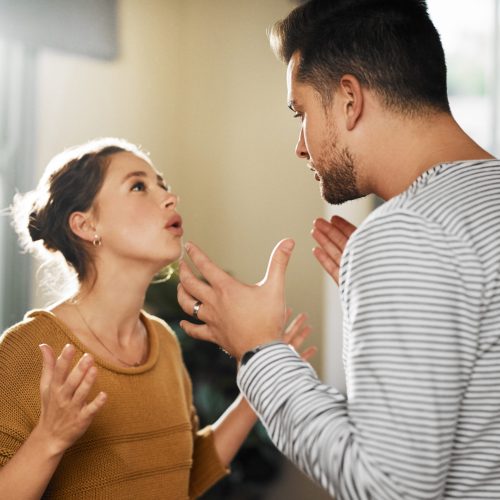 You never listen. Cropped shot of a young couple having an argument at home